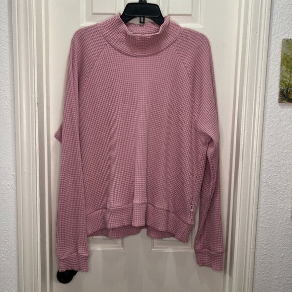The North Face Chabot Waffle Knit Mock Neck Pullover Long Sleeve‎ Top Womens L - Picture 1 of 3